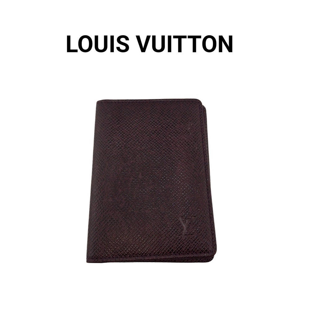 Louis Vuitton Burgundy Taiga Leather ID Card Holder Wallet Vintage 1997 France